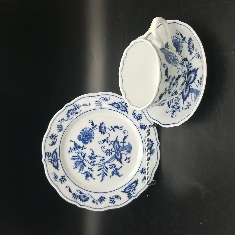 Vintage Blue Danube Japan Porcelain Coffee Cup & Saucer & Plate Set Blue & White